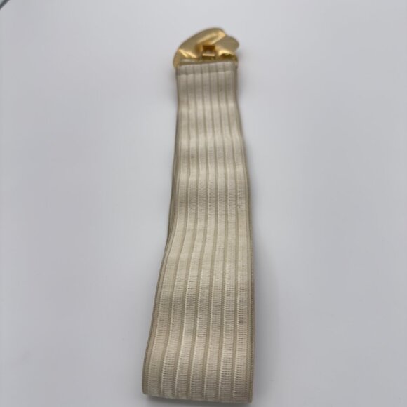 CHARMANT Gold-Tone Abstract Swirl Floral Elastic Stretch Belt, 2.5″ Wide 25.5" L - Picture 5 of 10